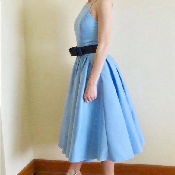blue midi prom dress